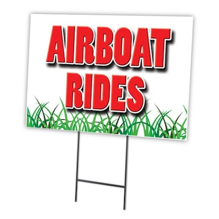 Signmission Airboat Rides Yard Sign & Stake outdoor plastic coroplast window, C-1216-DS-Airboat Rides C-1216-DS-Airboat Rides